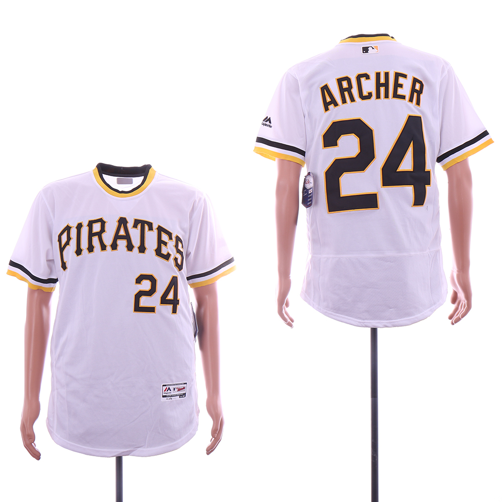 Men Pittsburgh Pirates #24 Archer White Sleeve head Elite MLB Jerseys->pittsburgh pirates->MLB Jersey